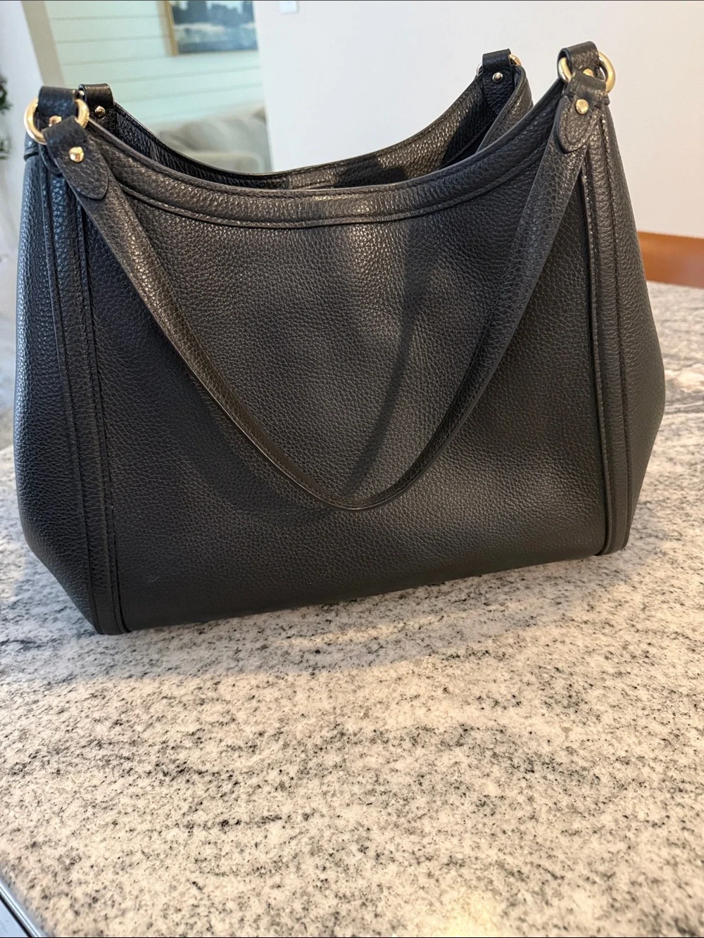 Coach Black Pebbled Leather Hobo with Gold Hardware